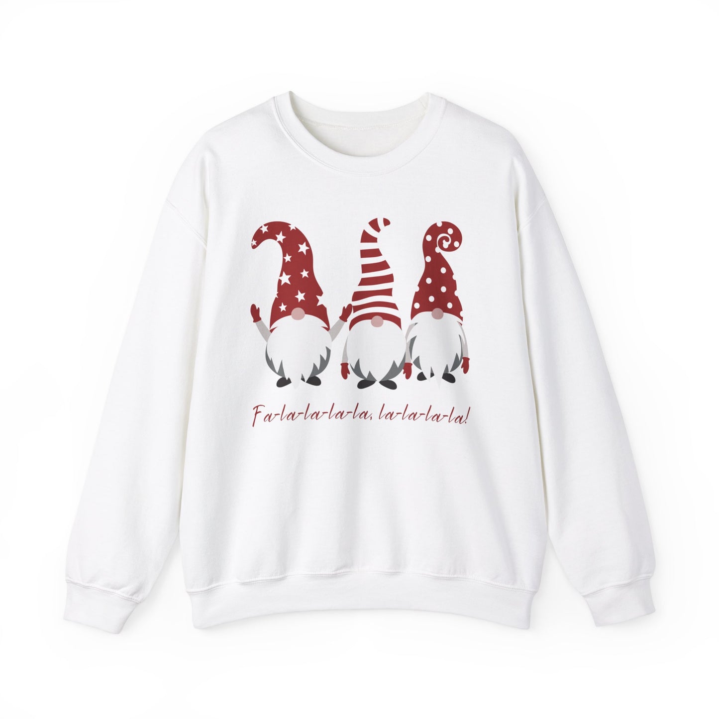 Falalalala Red and White Gnome Christmas Unisex Heavy Blend™ Crewneck Sweatshirt
