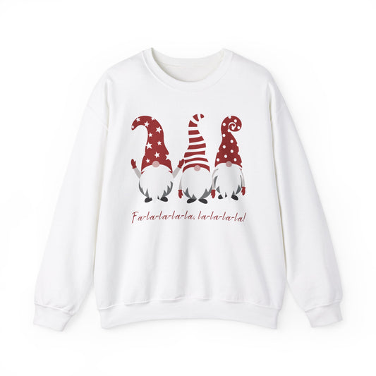 Falalalala Red and White Gnome Christmas Unisex Heavy Blend™ Crewneck Sweatshirt
