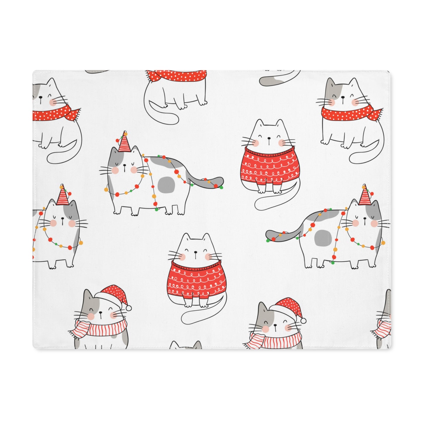 Red Jumper Cat Christmas Placemat, 1pc