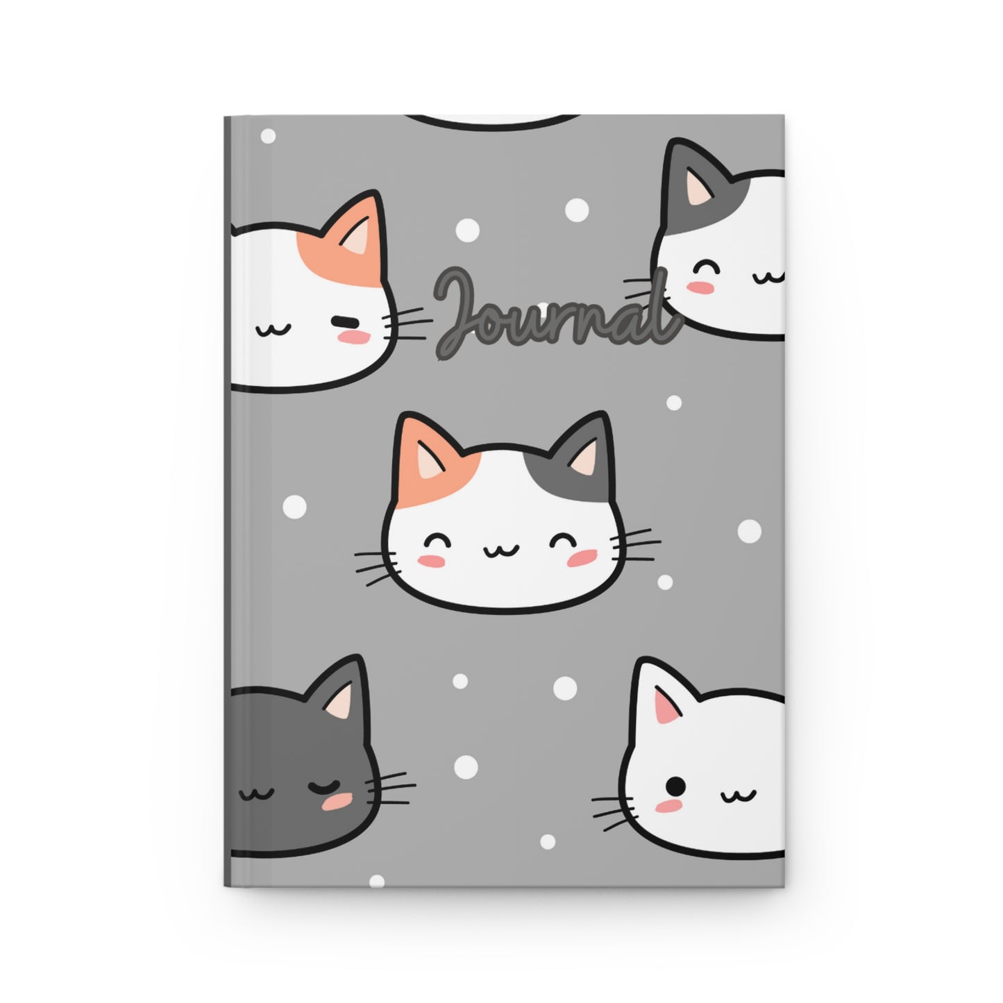 Gray Cats and Dots Hardcover Journal Matte