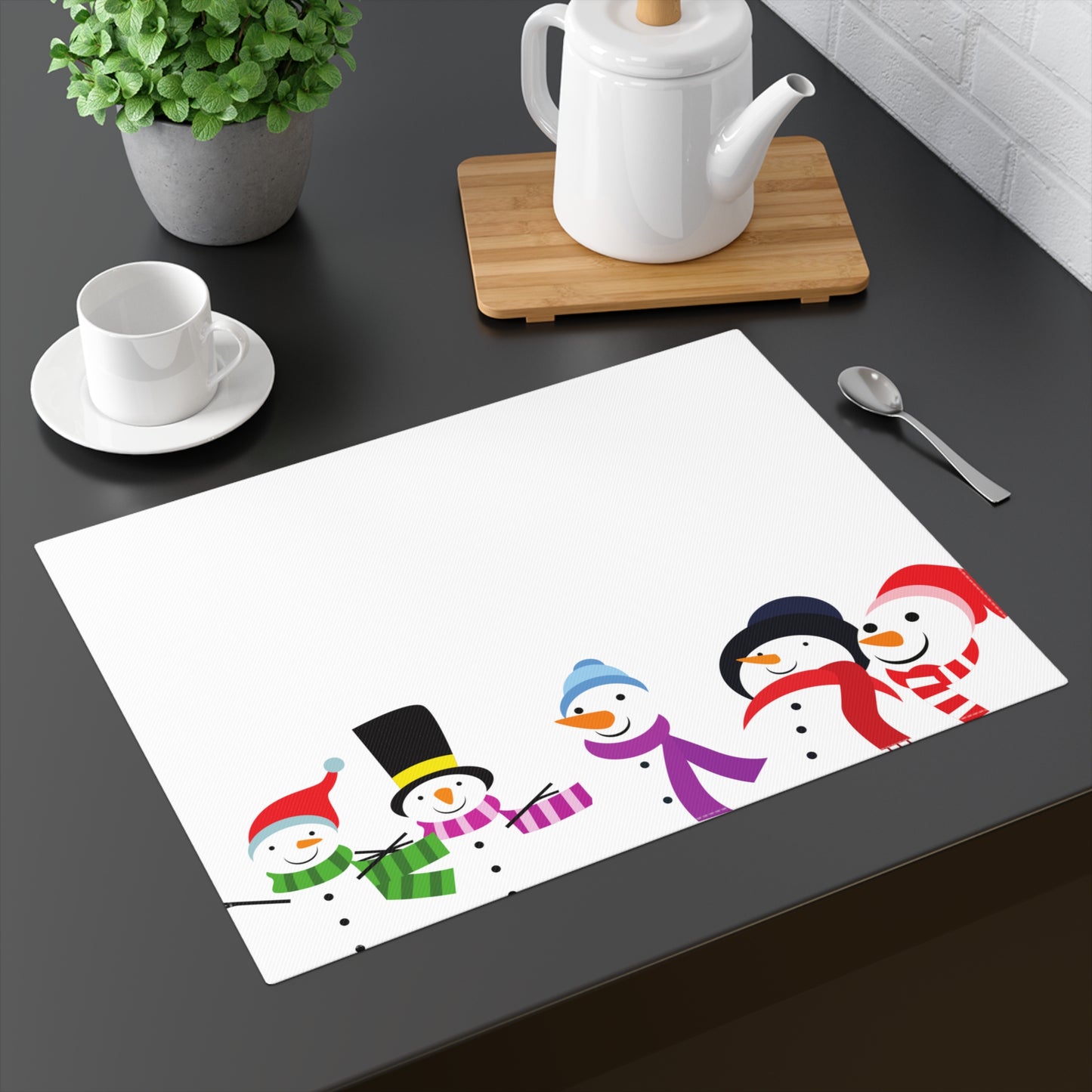 Colorful Snowmen Christmas Placemat, 1pc