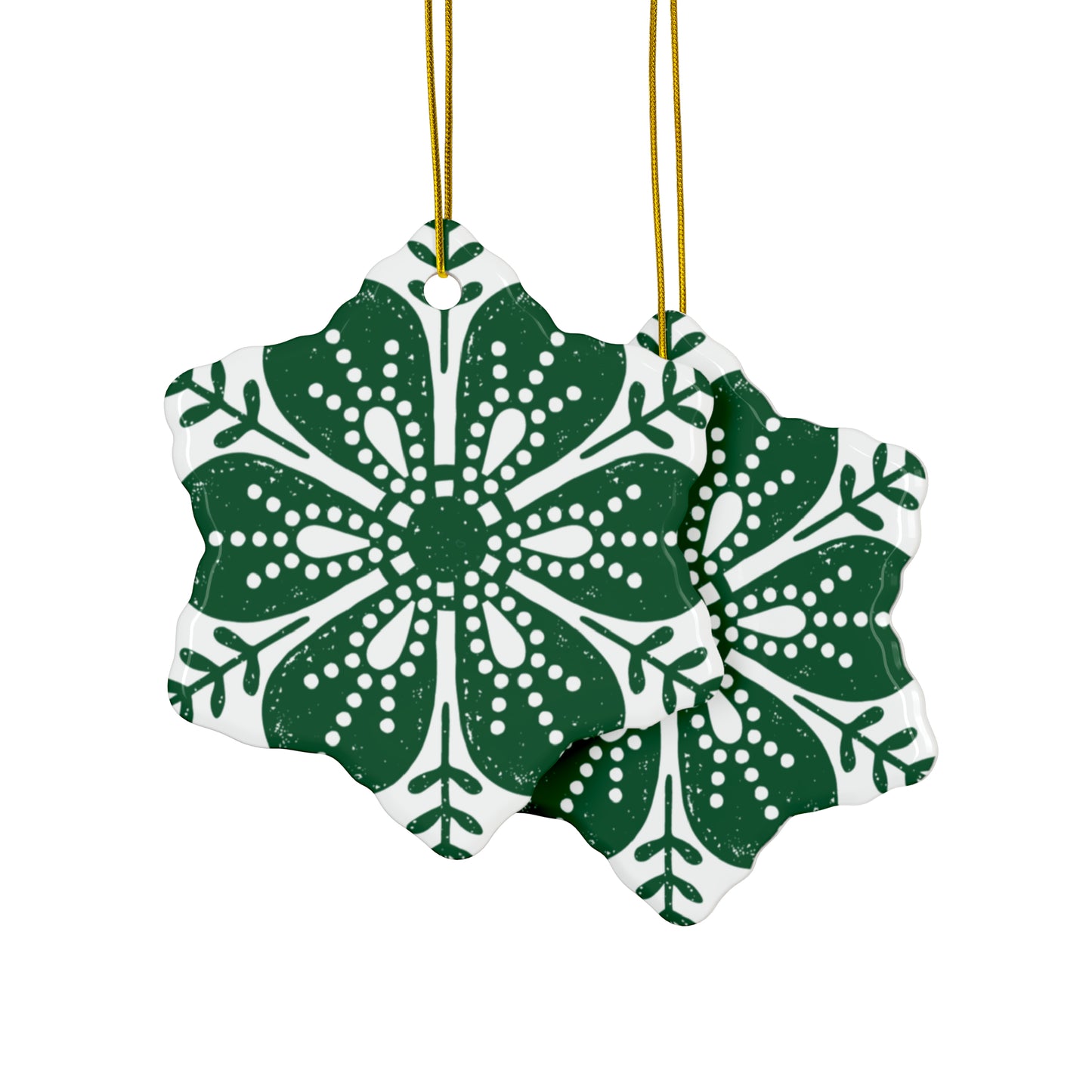 Floral Dots Scandinavian Christmas Ceramic Ornaments (1pc, 3pcs, 5pcs, 10pcs)