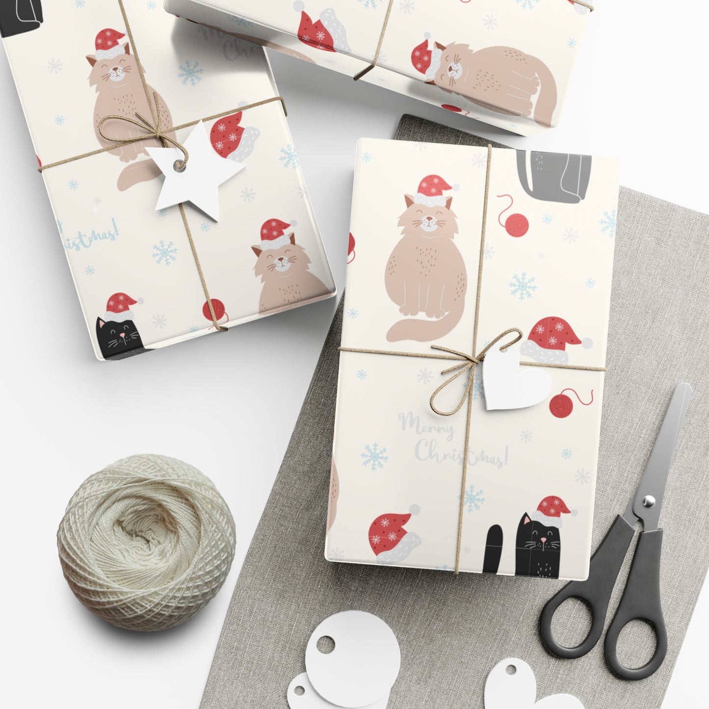 Black and Tan Cat Christmas Gift Wrap Papers