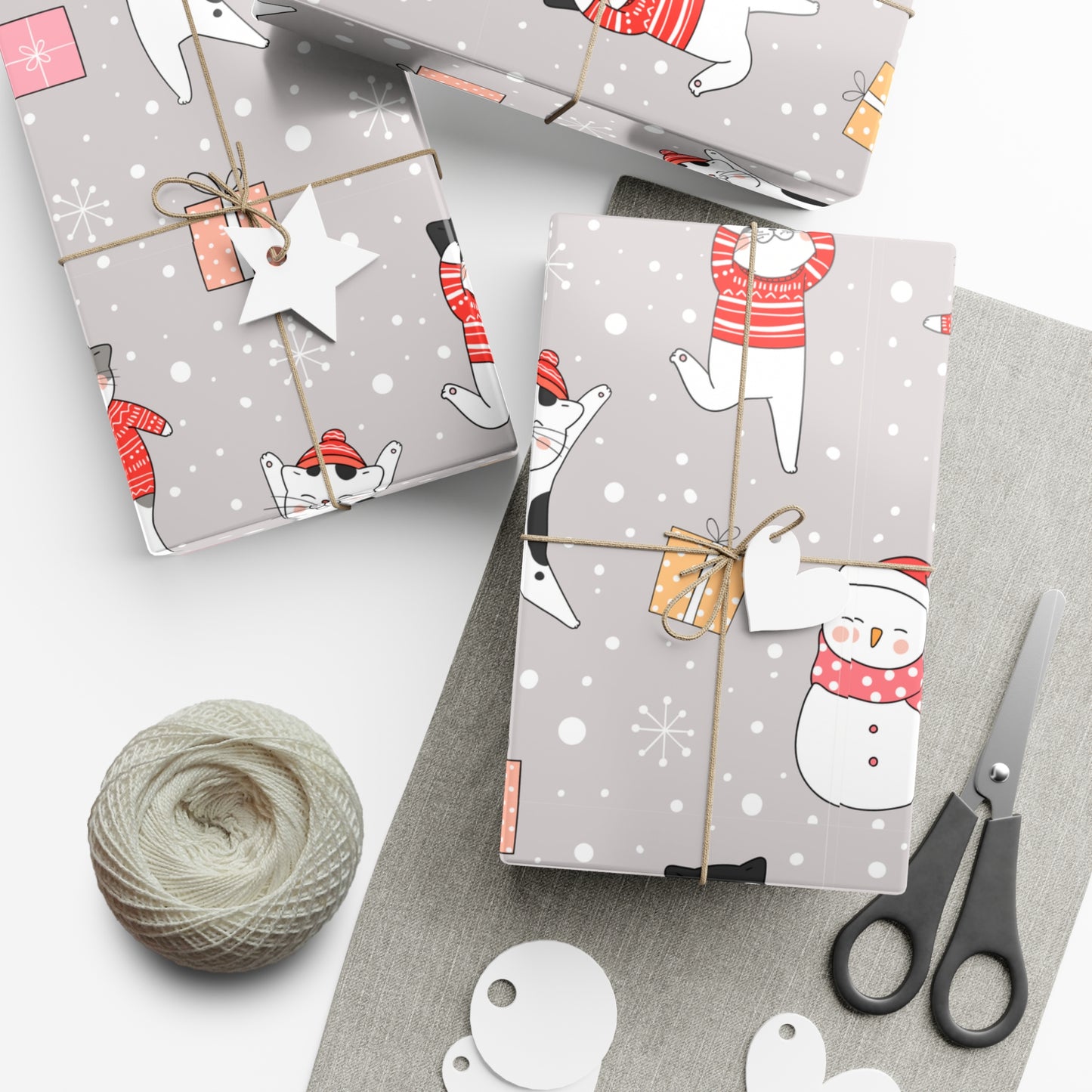 Cats and Snowmen Christmas Gift Wrap Papers