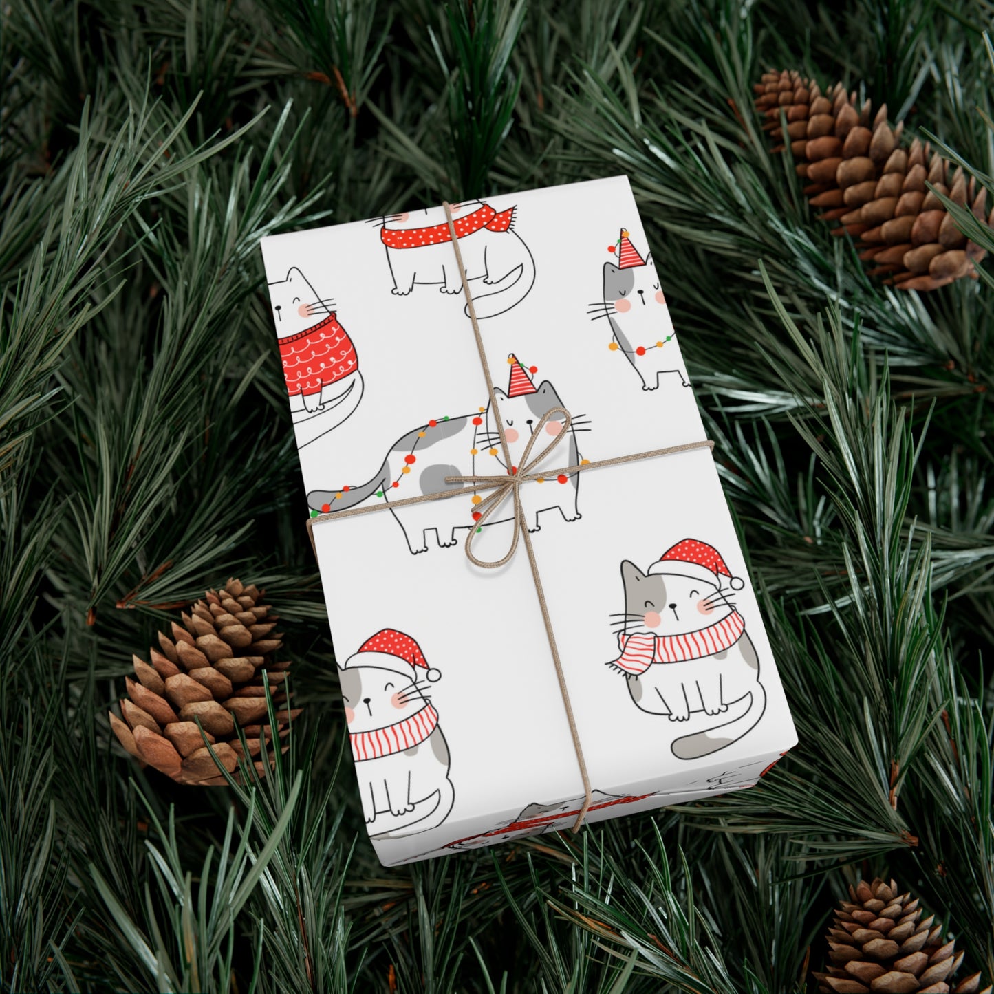 Cats in Red Sweaters Christmas Gift Wrap Papers