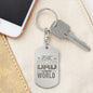 Best Dad in the World Engraved Stainless Steel Dog Tag Keychain
