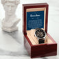 Congratulations Grandson Men's Openwork Watch with Mahogany Box and Message Ca