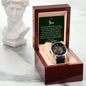 Congratulations Son Men's Openwork Watch with Mahogany Box and Message Card
