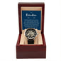 Congratulations Grandson Men's Openwork Watch with Mahogany Box and Message Ca