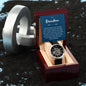 Congratulations Grandson Men's Openwork Watch with Mahogany Box and Message Ca