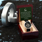 Congratulations Son Men's Openwork Watch with Mahogany Box and Message Card