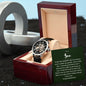 Congratulations Son Men's Openwork Watch with Mahogany Box and Message Card