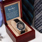 So Proud Grandson Men's Openwork Watch with Mahogany Box and Message Card
