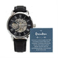 So Proud Grandson Men's Openwork Watch with Mahogany Box and Message Card