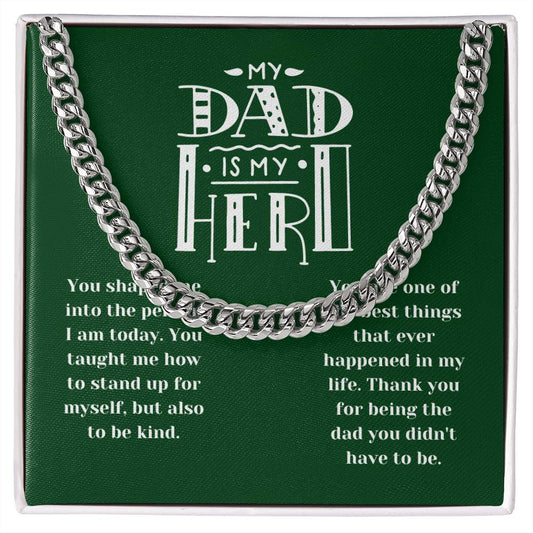 Bonus Dad, Hero - Cuban Link Chain with Message Card