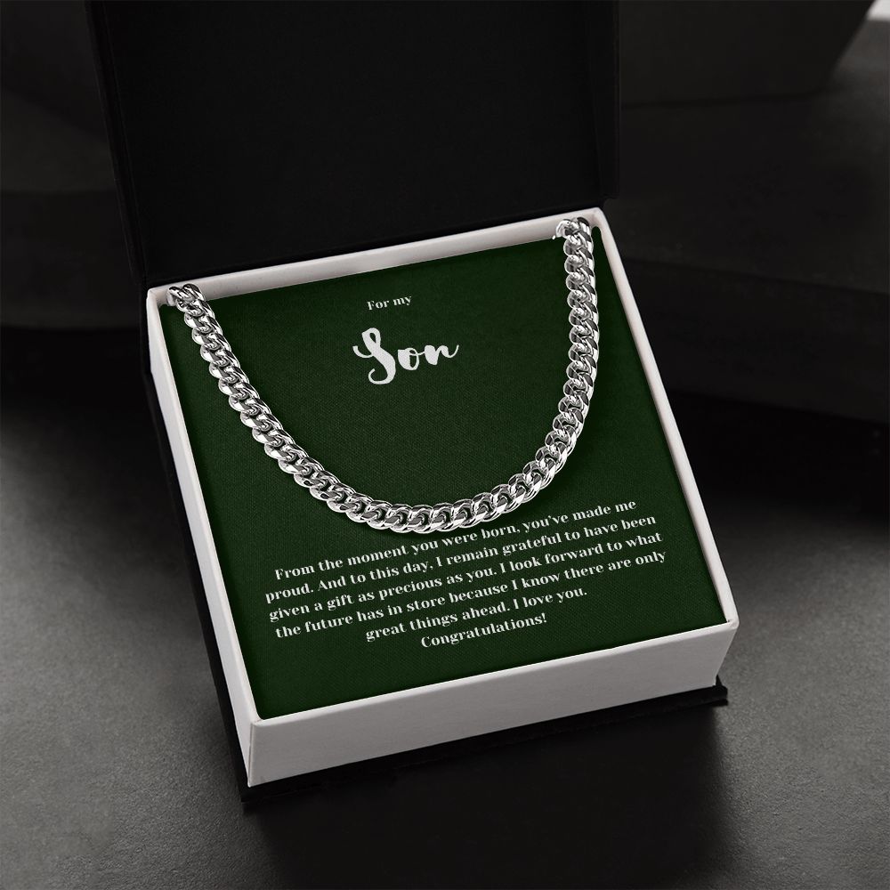 Congratulations Son | Cuban Chain Link Necklace | Gifts for Him