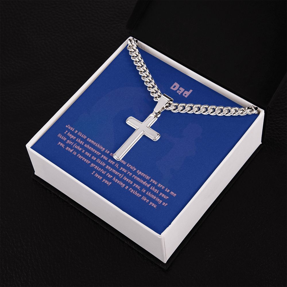 Dad's Girl - Personalized Cross Necklace with Cuban Chain and MC