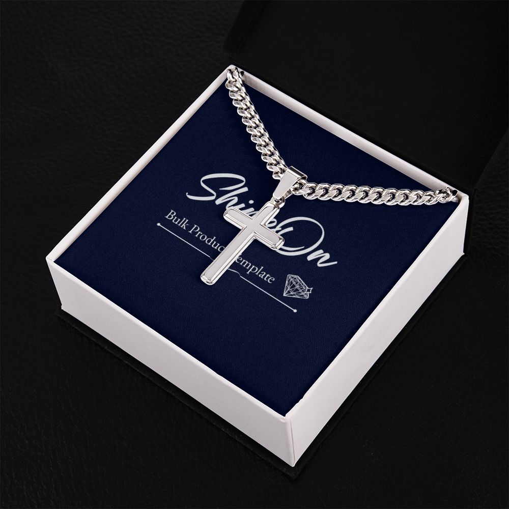 Personalized Cross Necklace with Cuban Chain and MC - Dad from Son/Daughter