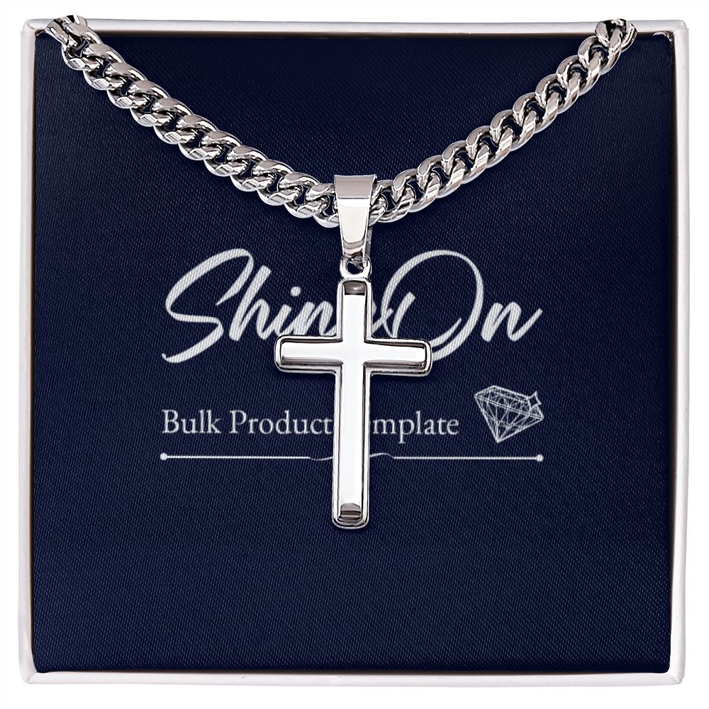 Personalized Cross Necklace with Cuban Chain and MC - Dad from Son/Daughter