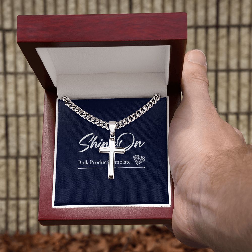 Personalized Cross Necklace with Cuban Chain and MC - Dad from Son/Daughter