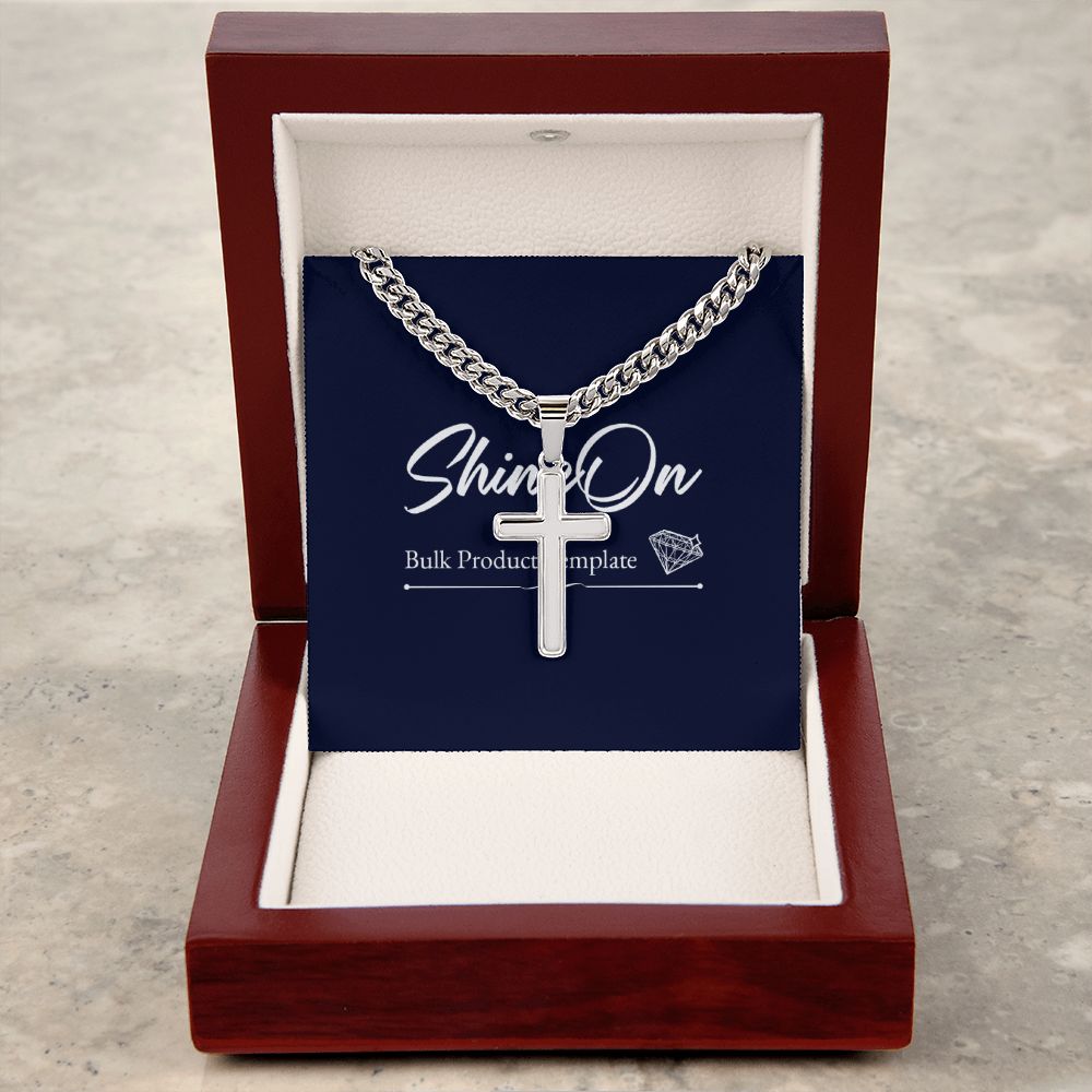 Personalized Cross Necklace with Cuban Chain and MC - Dad from Son/Daughter