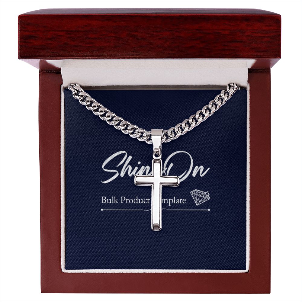 Personalized Cross Necklace with Cuban Chain and MC - Dad from Son/Daughter