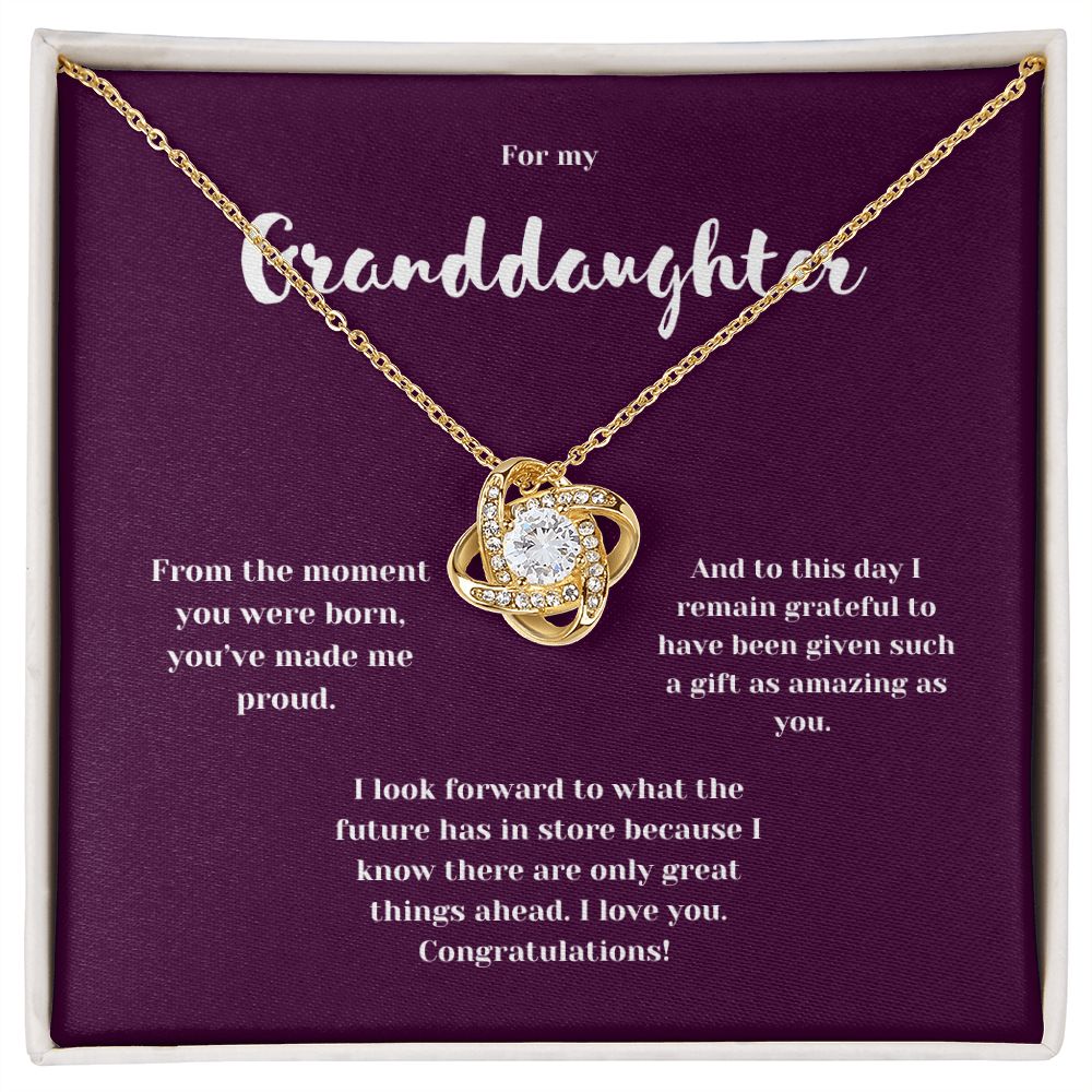 Congratulations Granddaughter Love Knot Necklace