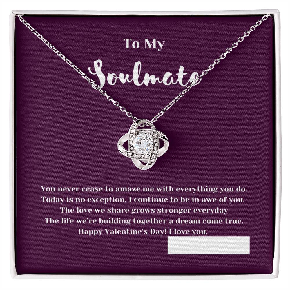 To My Soulmate on Valentine's Day | Thoughtful Gifts for Her | Love Knot Necklace With Message Card