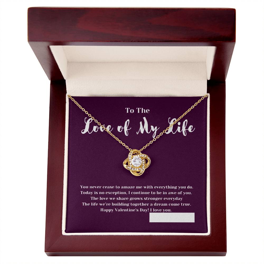 To the Love of My Life on Valentine's Day | Thoughtful Gifts for Her | Love Knot Necklace with Message Card