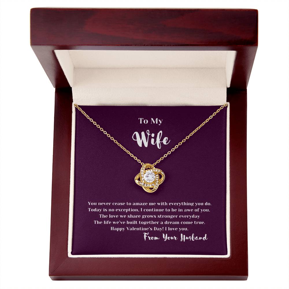 To My Wife on Valentine's Day | Thoughtful Gifts for Her | Love Knot Necklace With Message Card