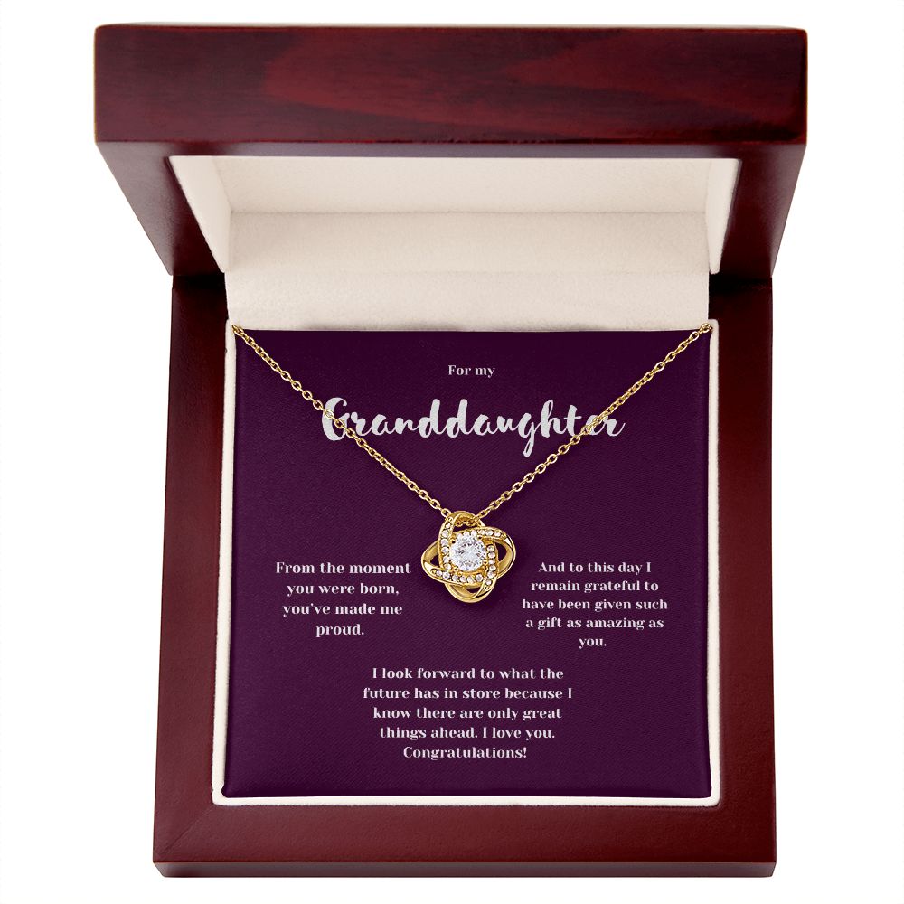 Congratulations Granddaughter Love Knot Necklace