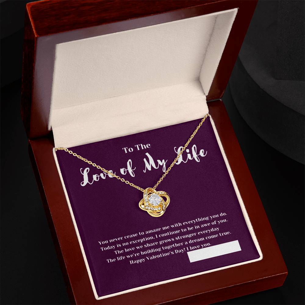 To the Love of My Life on Valentine's Day | Thoughtful Gifts for Her | Love Knot Necklace with Message Card