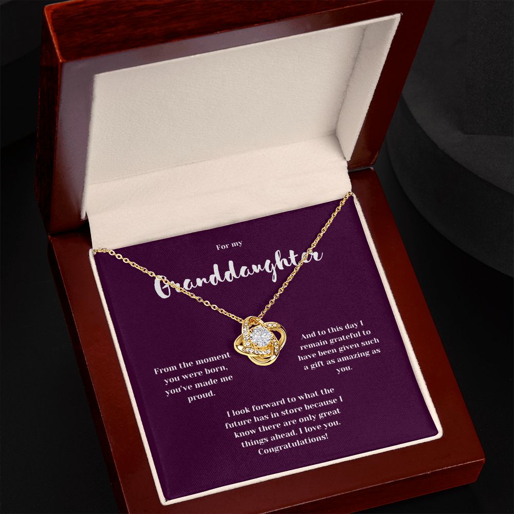 Congratulations Granddaughter Love Knot Necklace