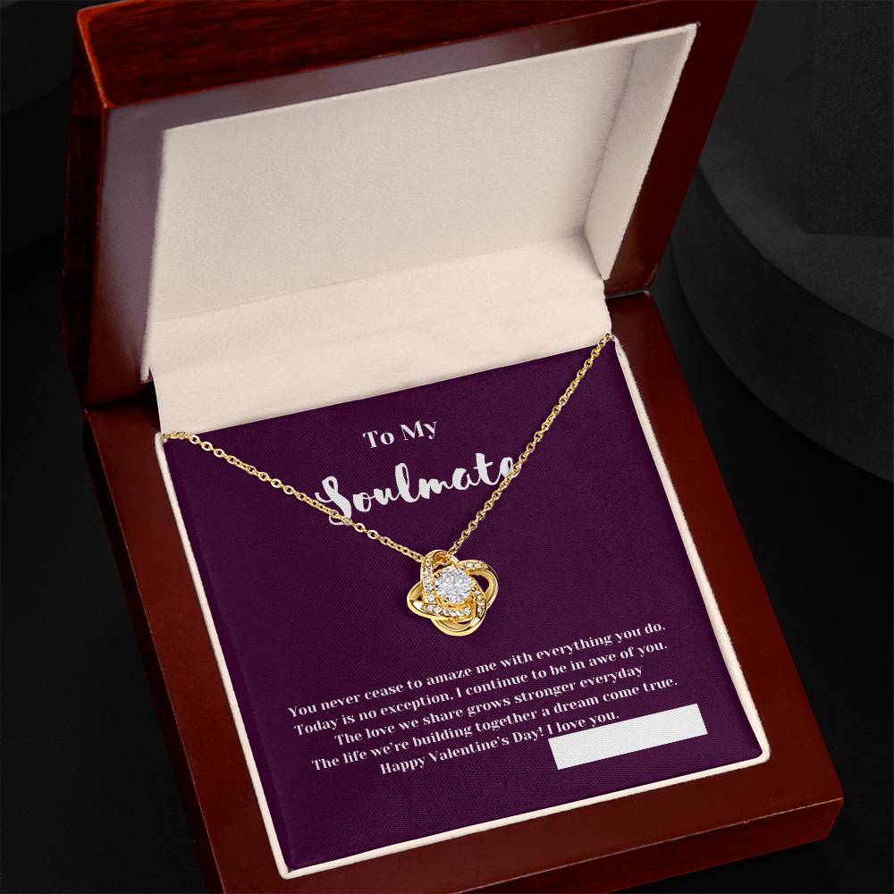 To My Soulmate on Valentine's Day | Thoughtful Gifts for Her | Love Knot Necklace With Message Card