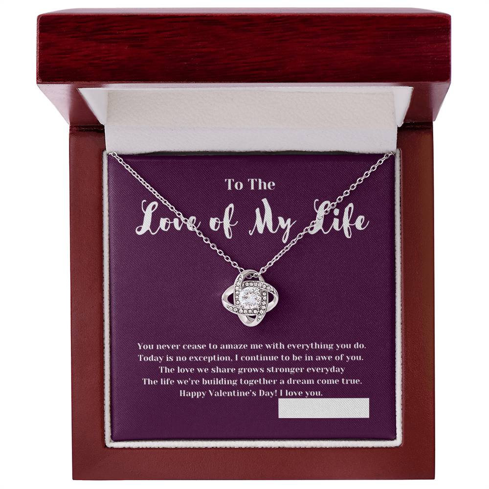To the Love of My Life on Valentine's Day | Thoughtful Gifts for Her | Love Knot Necklace with Message Card