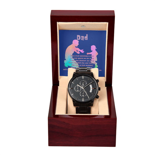 Dad's Girl - Black Chronograph Watch with MC