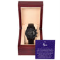 So Proud Son Black Chronograph Watch with Mahogany Box and Message Card