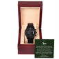 Congratulations Son Black Chronograph Watch with Mahogany Box and Message Card