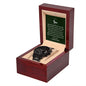 Congratulations Son Black Chronograph Watch with Mahogany Box and Message Card
