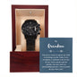So Proud Grandson Black Chronograph Watch with Mahogany Box and Message Card