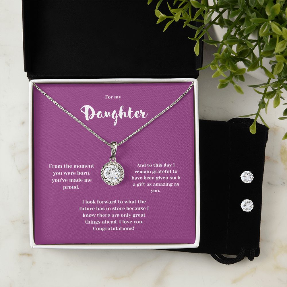 For My Daughter Congratulations Eternal Hope Necklace and Earrings Set