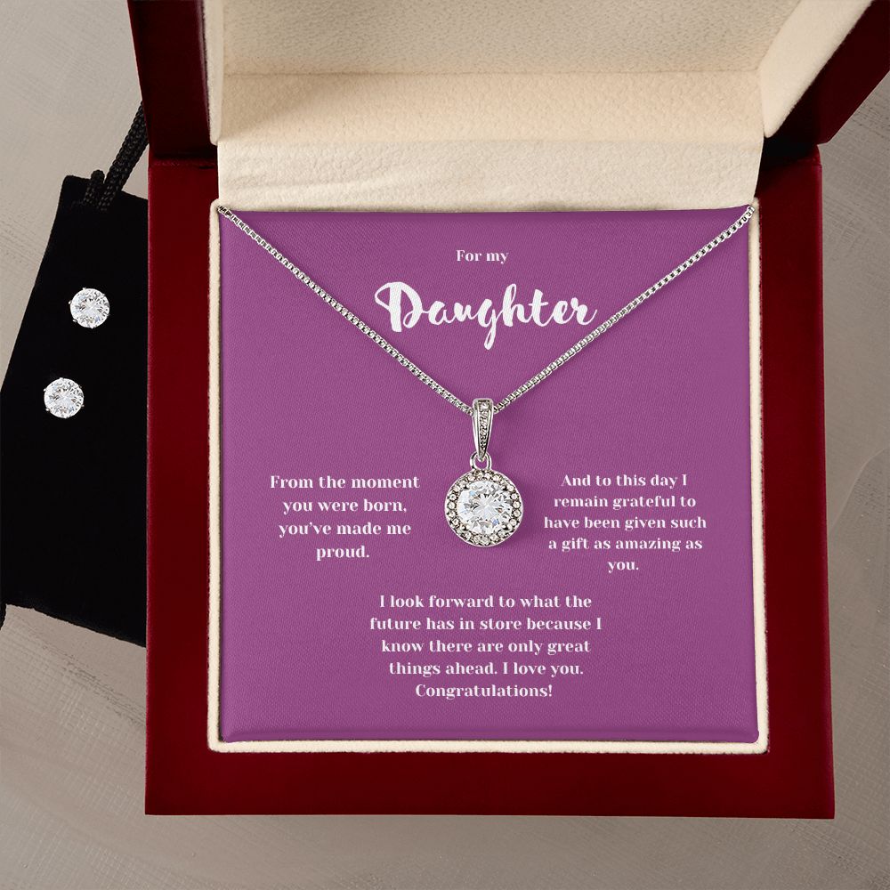 For My Daughter Congratulations Eternal Hope Necklace and Earrings Set