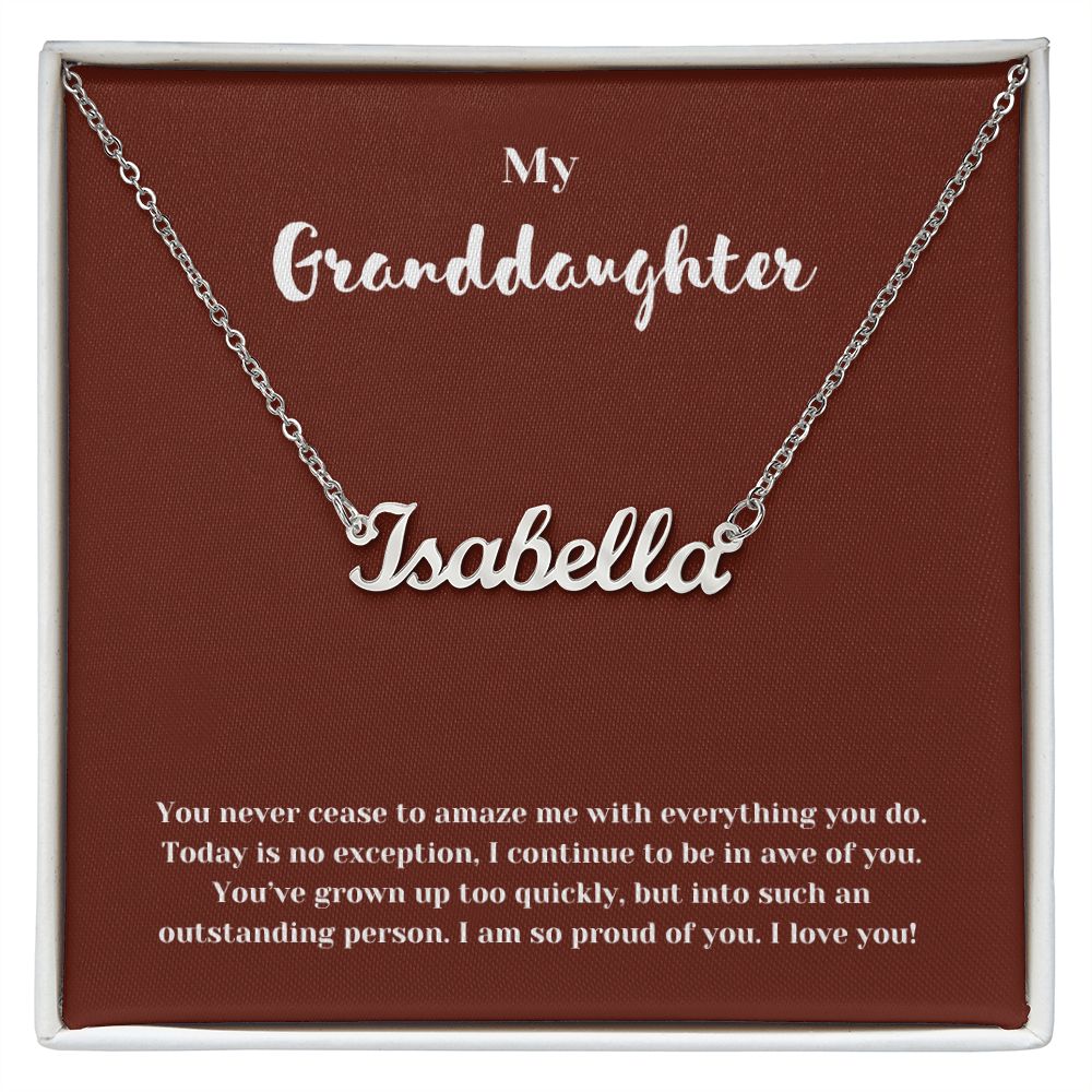 So Proud Granddaughter Custom Name Necklace with Message Card