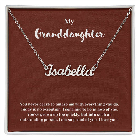 So Proud Granddaughter Custom Name Necklace with Message Card
