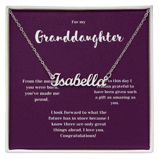 Congratulations Granddaughter Custom Name Necklace with Message Card