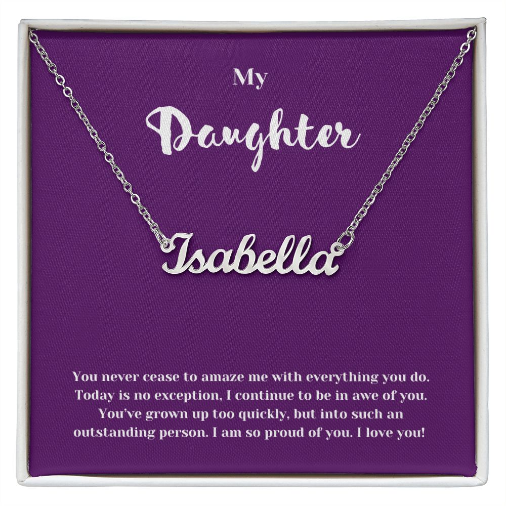 So Proud Daughter Custom Name Necklace with Message Card