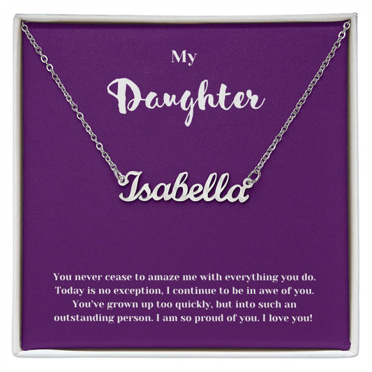 So Proud Daughter Custom Name Necklace with Message Card