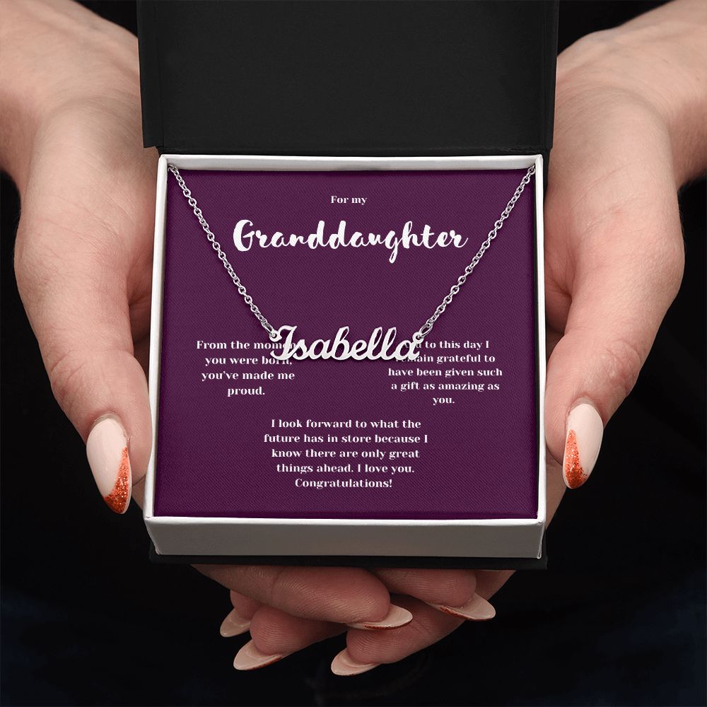 Congratulations Granddaughter Custom Name Necklace with Message Card
