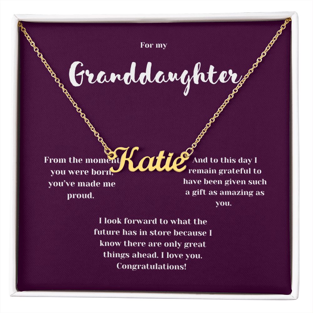 Congratulations Granddaughter Custom Name Necklace with Message Card