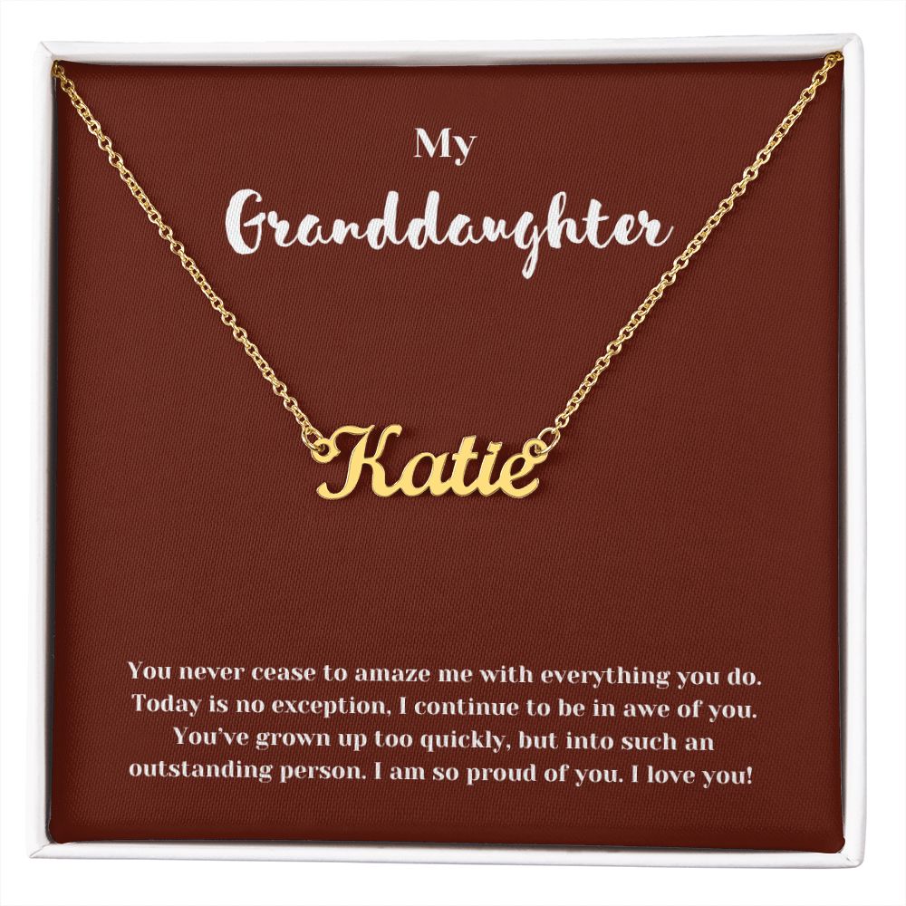 So Proud Granddaughter Custom Name Necklace with Message Card